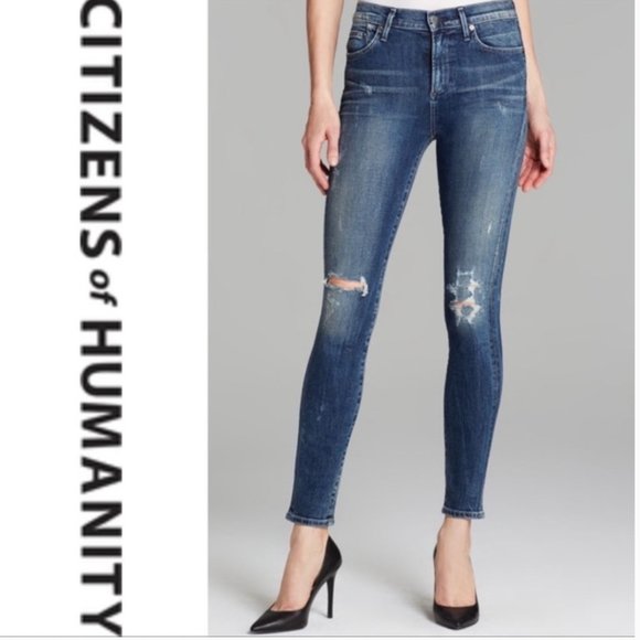 Citizens of Humanity Distressed Skinny Jeans - Sz 29 - Picture 1 of 5